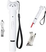 Laser Pointer Interative Cat Toy for Cats to Chase, Rechargeable Red Laser Light Pointer Exercises Training Tool for Kittens Cats Dogs (White)