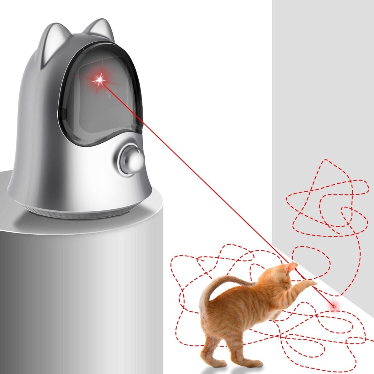 Cat Laser Toys for Indoor Cats, Random Trajectory Laser Cat Toy, Interactive Cat Toys for Bored Indoor Adult Cats/Kittens/Dogs (Silver) - Image 1