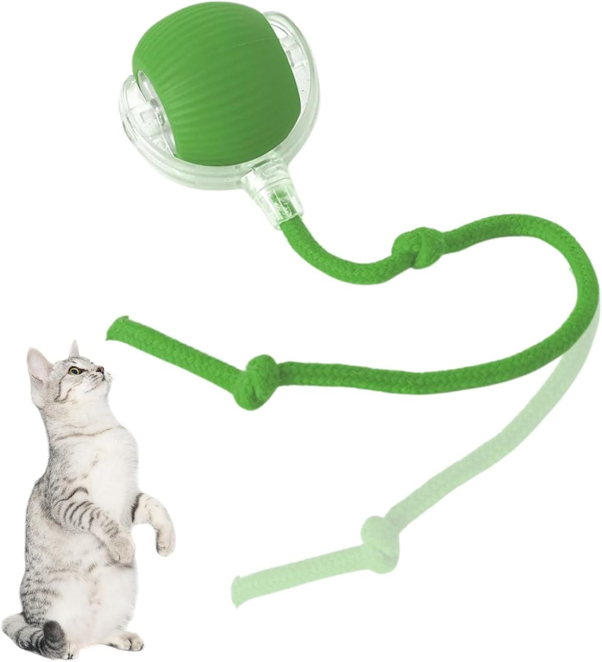 Interactive Cat Toys Ball, Automatic Moving Electric Cat Toy Rolling Ball for Indoor Cat Exercise, USB Rechargeable, Green - Image 1
