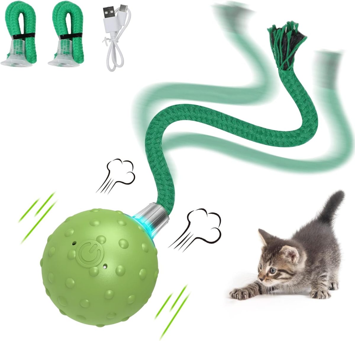 Interactive Cat Toys for Bored Indoor Adult Cats, Automatic Fast Move On Carpet, Bird Chirping & Motion Activated Cat Ball - Image 1