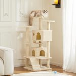 54-Inch Cat Tree Tower – Multi-Level with Sisal Scratching Post, Perfect Pet Gift, Indoor Condo with Climbing Ladder, Plush Toy, and More Animal Stuff, Beige - Image 2