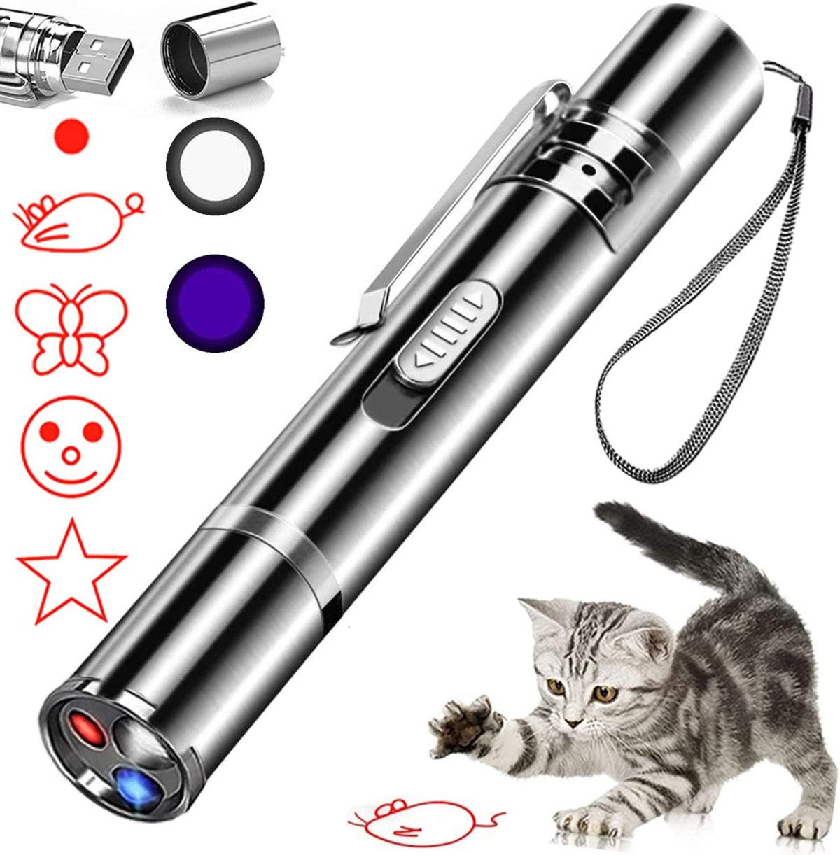 Laser Pointer Cat Toys for Indoor, Rechargeable, 7 Adjustable Wand Red Light Pet Interactive Cat Mouse Toys to Keep Busyfor Kitten Dog Chase Play ﻿ - Image 1