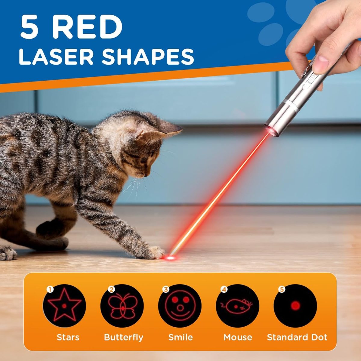 Cat Toy Pointer for Indoor,  Rechargeable Toy, 3 Light Colors Cat Interactive Toys for Dogs, Cats, Pet Chase Toy for Fun Playing Training Exercise Indoors - Image 2