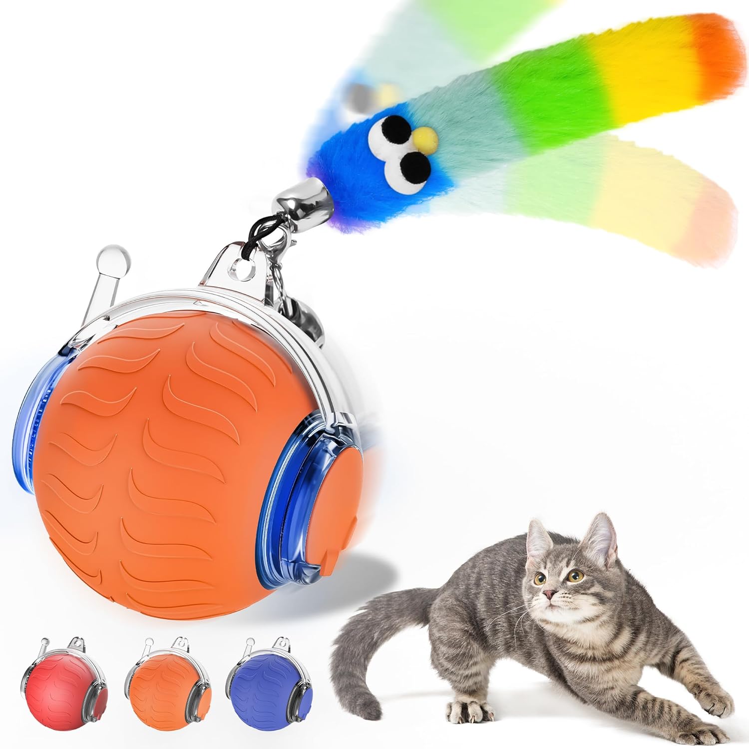 71fP5cm8jBL._AC_SL1500_.jpg Interactive Cat Toy Ball for Indoor Cats, Automatic Moving Electric Rolling Cat Ball Toy, 3-Speed Modes Smart Kitten Toys with Sounds, USB Rechargeable for Bored Kittens/Adult Cats - Image 1