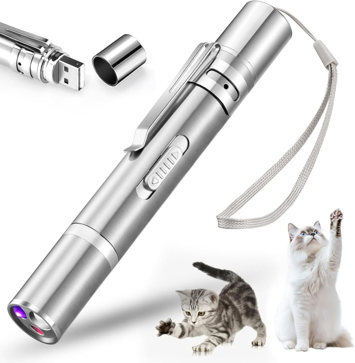 Cat Toy Pointer for Indoor,  Rechargeable Toy, 3 Light Colors Cat Interactive Toys for Dogs, Cats, Pet Chase Toy for Fun Playing Training Exercise Indoors - Image 1