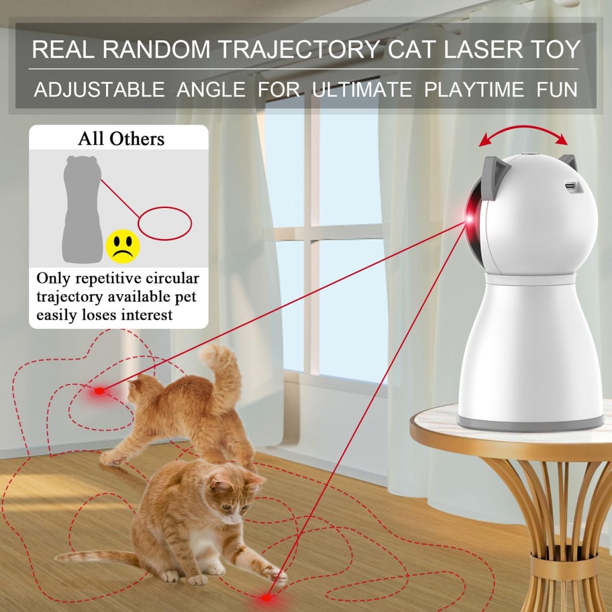 Laser Cat Toys for Indoor Cats,The 4th Generation Real Random Trajectory Motion Activated Rechargeable Automatic Cat Laser Toy,Interactive Cat Toys for Bored Indoor Adult Cats/Kittens/Dogs - Image 2