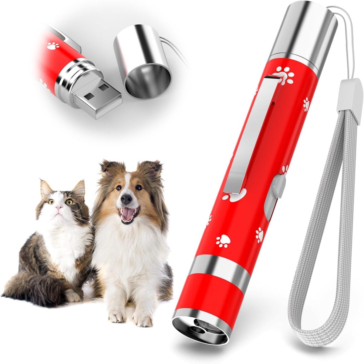 Cat Toys Rechargeable, Indoor Cats Chase Light, Interactive for Kitty Pet Dog with 3 Light Modes 5 Patterns, Red - Image 1