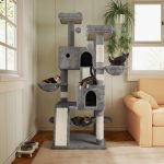 66 Inches Multi-Level Large Cat Tree Tower for Indoor Big Feline/Cozy Plush Perches/Condo/Sisal Scratching Posts/Hammock and Baskets/Activity Center Play House/Wide Base/Grey - Image 2