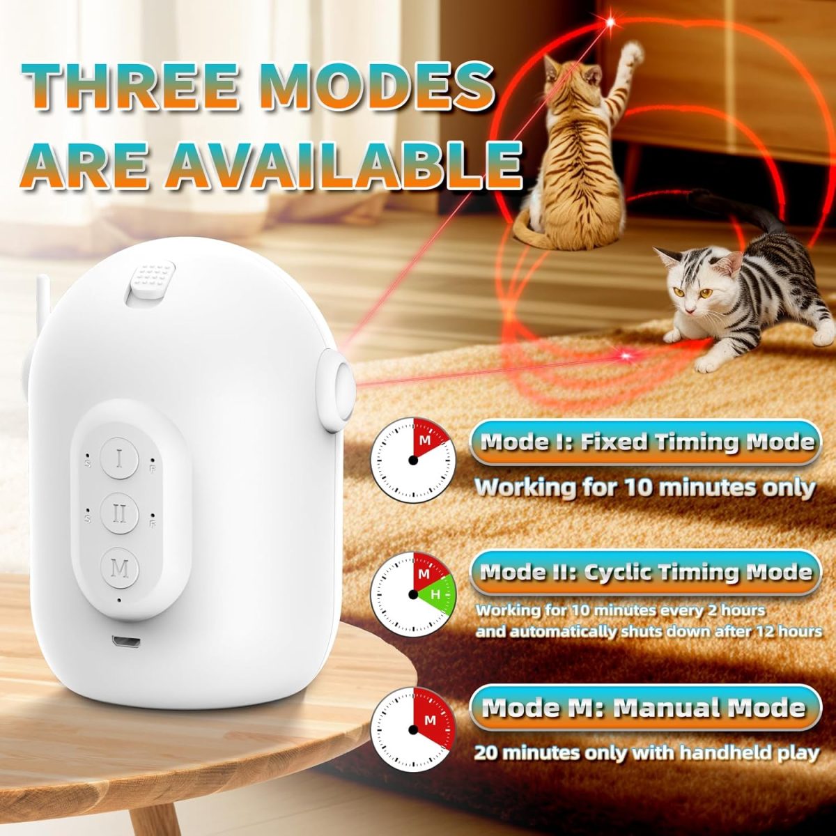 Laser Cat Toys for Indoor Cats, [2025 Newly Upgraded] Real Trajectory Motion Activated Cat Toy, Automatic Laser Pointer Interactive Automated Cat Toys for for Bored Indoor Adult Cats/Dogs/Kittenes - Image 2