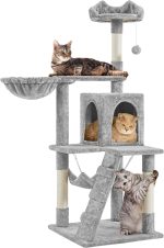 Cat Tree Tower Scratching Post with Hammock Basket 54in