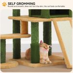 Tall Cat Tree Tower with Leaves for Indoor Cats, 72.8in Cute Cat Climbing Tower with Self-Grooming Brush, Cat Condo, Top Perch, Basktet, Sisal Scratching Posts and Board,Toy Balls - Image 2