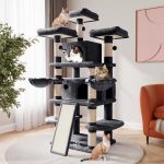 68 Inches Multi-Level Large Cat Tree for Large Kitties/Big Cat Tower with Condo/Cozy Plush ‌Pussycat Perches/Sisal Scratching Posts and Hammocks/Activity Center/Dark Grey