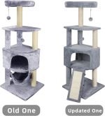 45in Cat Tree Tower with Big Cat Condo for Indoor Cats,Cat Tower Activity Center Cat Furniture with Scratching Post and Hanging Bed,Grey - Image 2